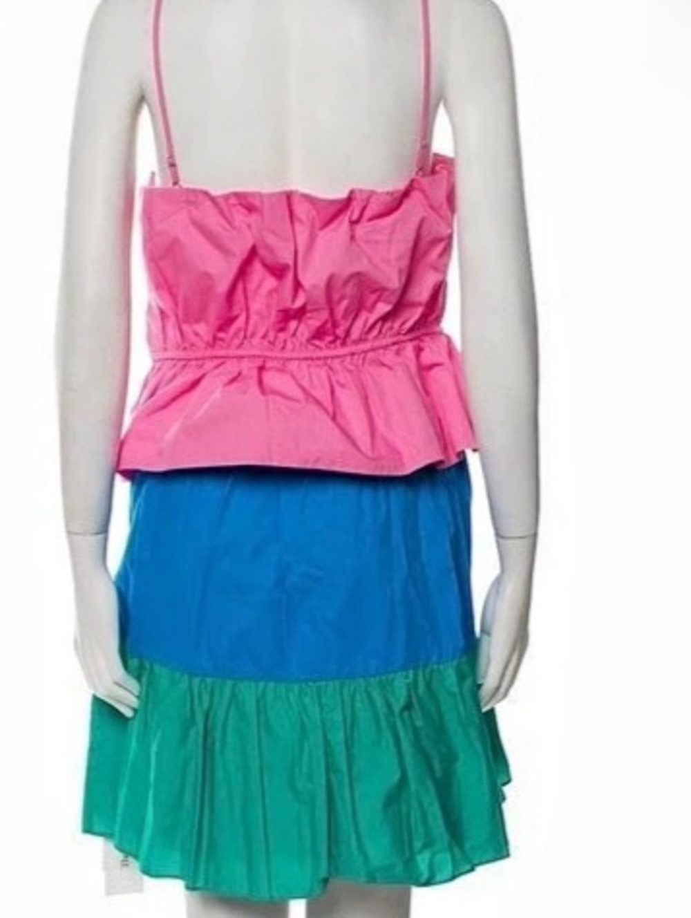Milly Square Neckline Knee-Length Dress Color Block Pink & Blue Large used